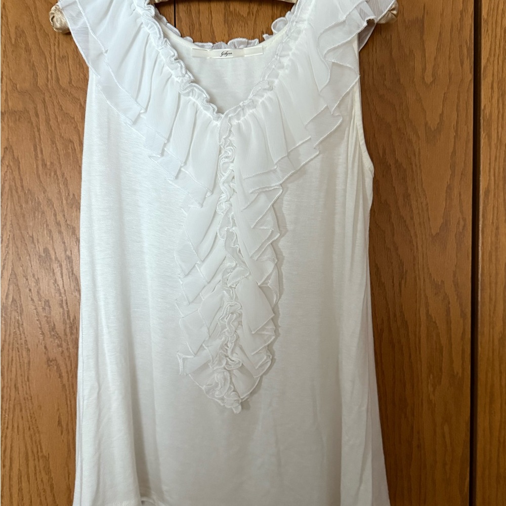 Gibson White Ruffle Tank Top - Picture 5 of 9
